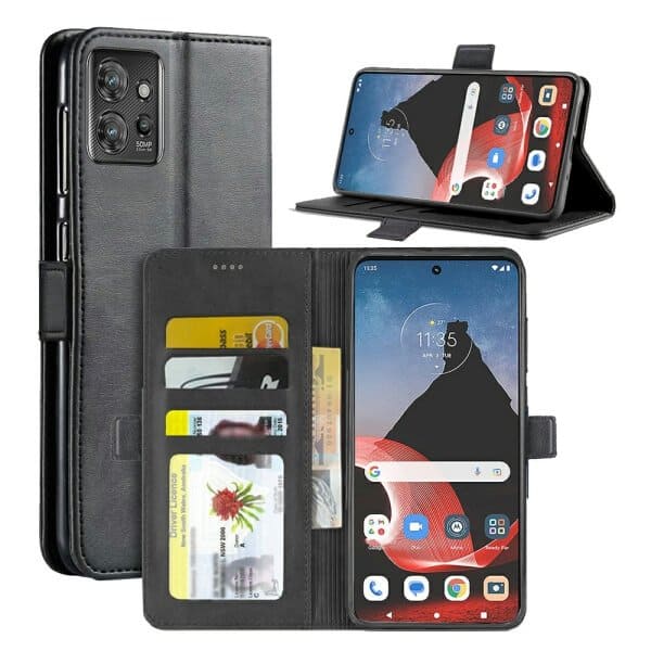For For Motorola Moto ThinkPhone SupRShield Wallet Leather Card Holder Flip Protective Shockproof Magnetic Case Cover (Black) For For Motorola Moto ThinkPhone SupRShield Wallet Leather Card Holder Flip Protective Shockproof Magnetic Case Cover (Black)